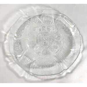 Arcoroc France Salad & Dessert Plate Sunflower Design Clear Glass Set of 12